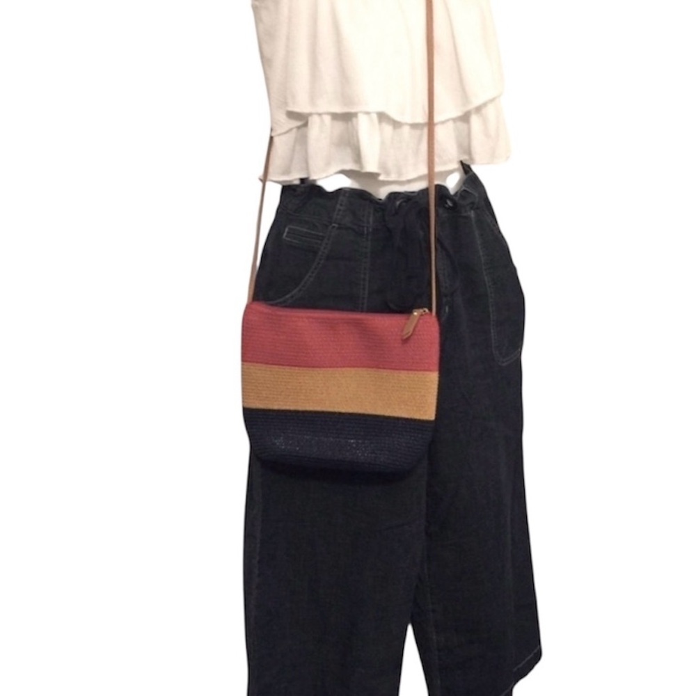 Straw Colorblock Casual Crossbody Bag Purse